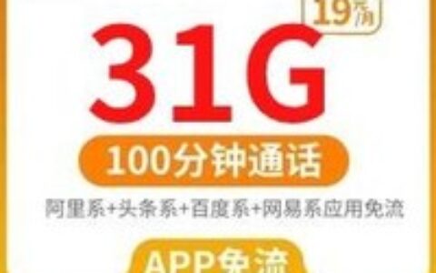 中国联通阿里小宝卡（19元/月含1GB通用+30GB定向+100分钟）