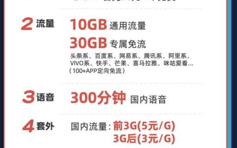 中国电信福利卡（10G通用+30G定向+300分钟，视频VIP会员12个月4选1）