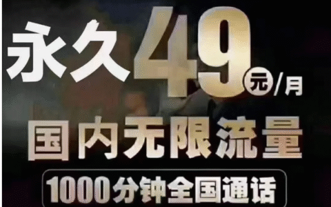【政企永久套餐】吉林电信49元全国流量不限量1000分钟全国通话