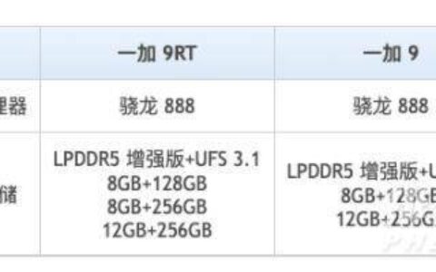 一加9RT和一加9有什么区别，一加9RT和一加9参数对比