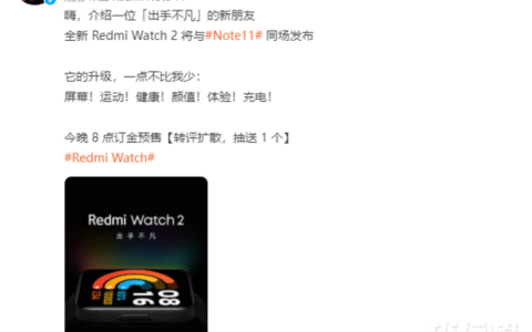 Redmi Watch2发布时间确定，上市时间及价格
