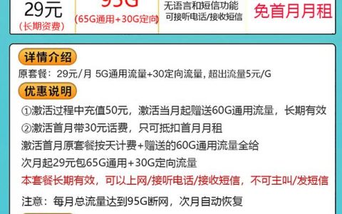 电信29元95g全国流量怎么样是真的吗?电信29元套餐详情