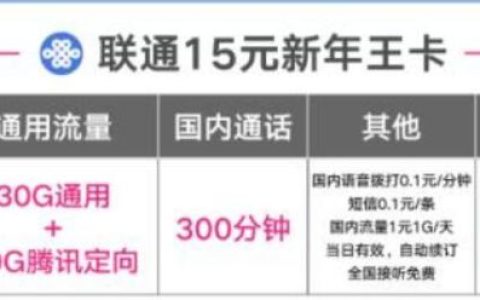 联通15元30g流量卡是什么卡?