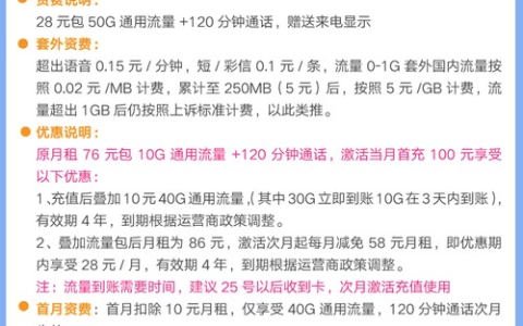 联通长虹卡怎么样，联通长虹卡28元50G套餐详情