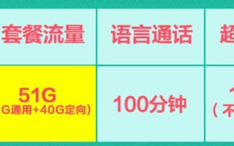 19元移动王卡申请，19元月租+51G流量+100分钟通话