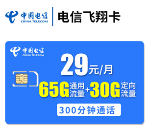 电信5G飞翔卡套餐介绍：29元/月，90G流量+300分钟-1