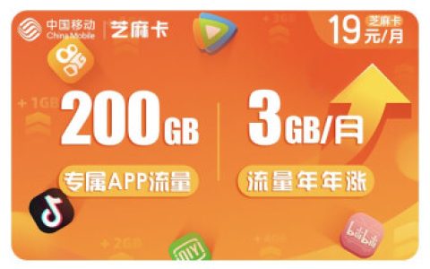 移动芝麻卡19元套餐介绍