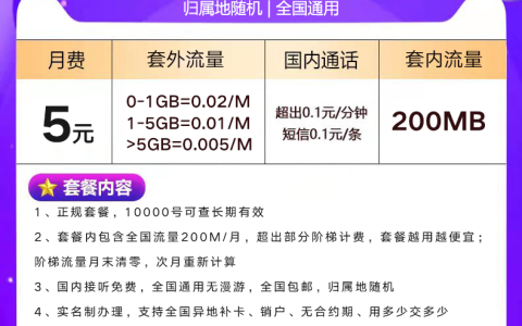 电信无忧卡5元套餐详情介绍，附办理入口