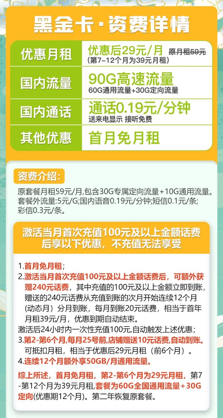 移动黑金卡这是真的吗 29元月租90G流量-1