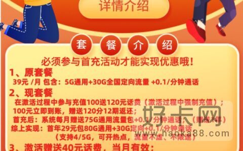 电信清凉卡 29元月租110G流量1年套餐