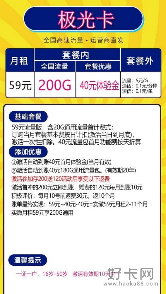 电信极光卡怎么样 电信极光卡资费详情-1