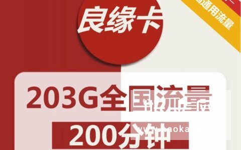 联通良缘卡 59元包203G通用流量+200分钟全国通话