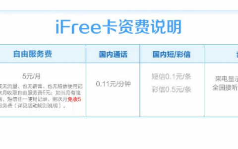 电信ifree卡套餐内容 真正零月租无捆绑套餐
