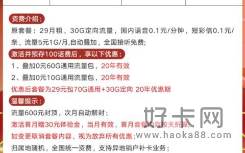 电信星汉卡 39元月租包100G流量+300分钟通话（长期套餐、支持选号）