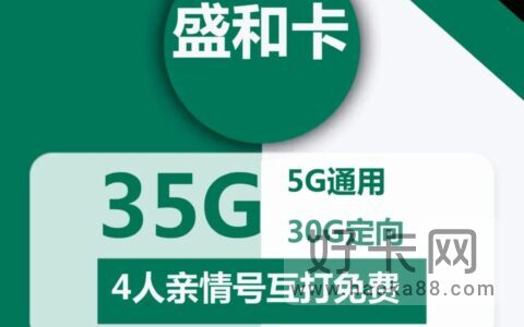 移动盛和卡 29元月租包35G流量+4人亲情号