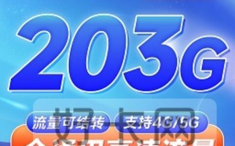 联通璀璨卡 29元203G通用流量 流量可结转（两年优惠）