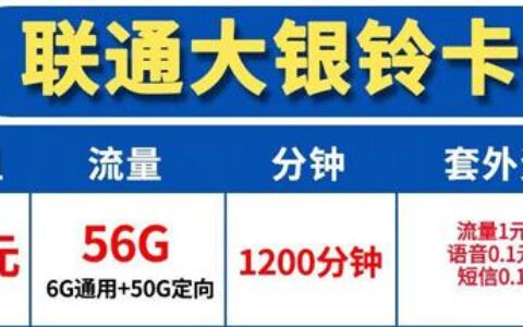 联通大银铃卡和小银卡，网上营业厅就能办理的超大语音流量卡