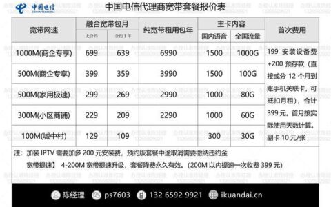 电信单宽带价格表2023