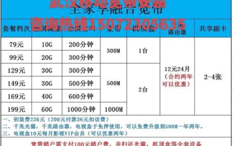 移动光纤宽带价格：资费套餐一览