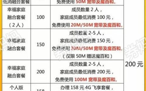 长春市移动宽带套餐介绍